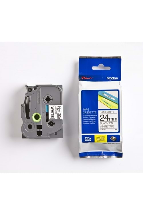 Brother Tze-251 24 Mm Beyaz Üzeri Siyah Laminasyonlu Etiket