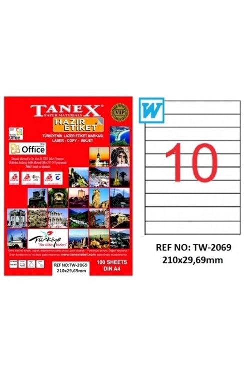 Tanex Laser Etiket 100 Yp 210x29,69 Laser-copy-ınkjet Tw-2069