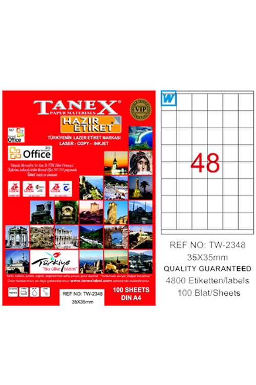 Tanex Laser Etiket 100 Yp 35x35 Mm Laser-copy-ınkjet Tw-2348