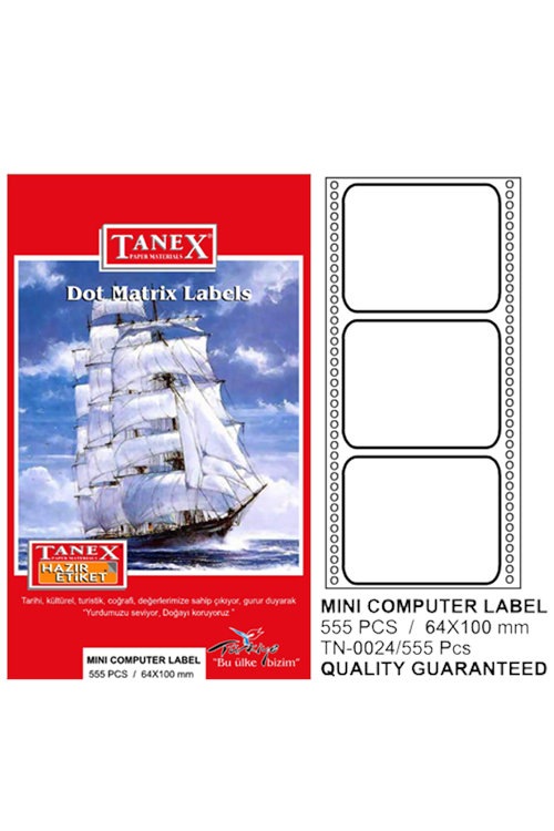 Tanex Sürekli Form Etiket 555 Li 64x100 Tn 0024