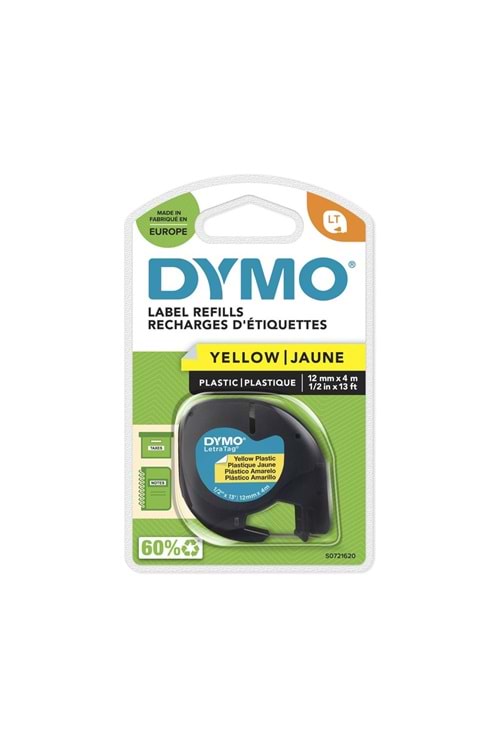 Dymo S0721620 Letratag Plastik Şerit ( 12 Mm X 4 Mt ) , Sarı (59423) 91202