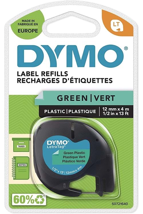 Dymo Letratag Şerit Plastik 12 Mmx4 Mt Yeşil 91204