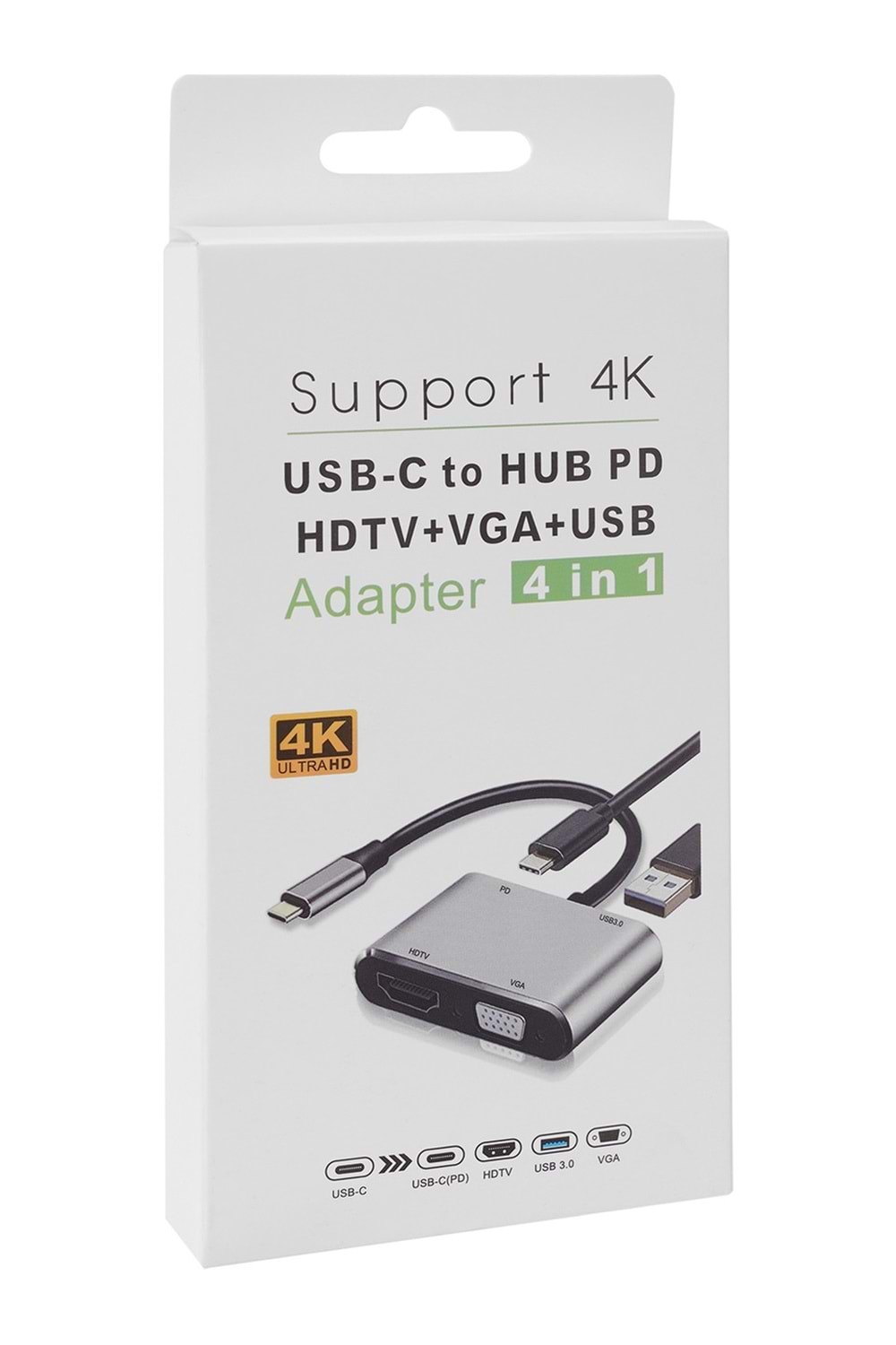 Hytech Hy-usbc22 4 İn 1 Type C To, Pd+hdmı+vga+usb3.0 Çevirici Hub Adaptör