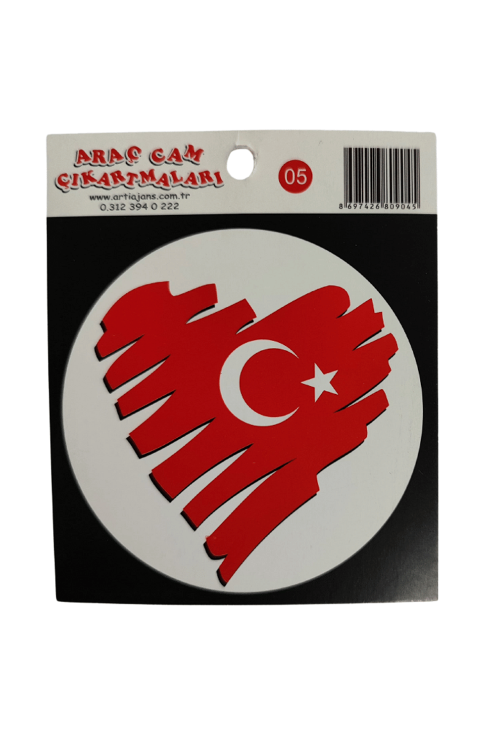 Araç Cam Çıkartma 5 (kalpli Bayrak)
