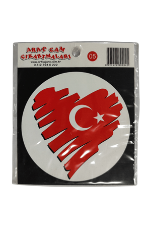 Araç Cam Çıkartma 5 (kalpli Bayrak)
