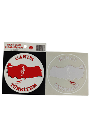 Araç Cam Çıkartma 7 (türkiye Haritali Atatürklü Bayrak)