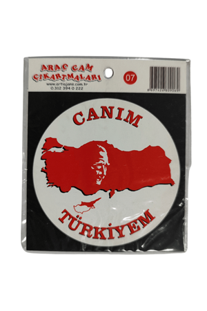 Araç Cam Çıkartma 7 (türkiye Haritali Atatürklü Bayrak)
