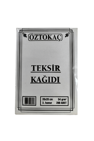 Öztokaç Teksir Kağıdı 20 X 28 Cm 3. Hamur 54 Gr 200'lü Paket